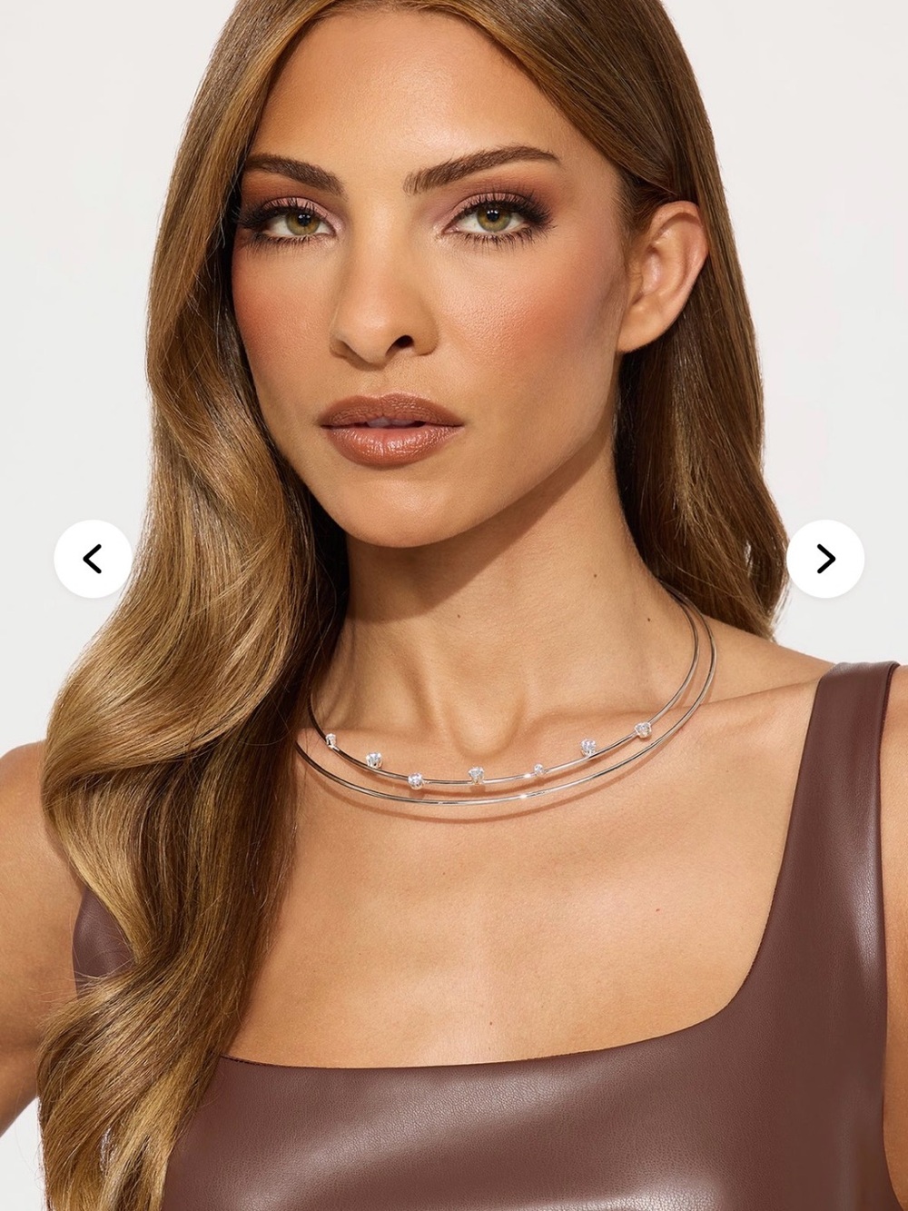 Silver Multi-Strand Crystal Choker Necklace